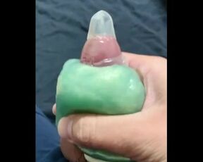 Masturbating with a Slime in a Condom