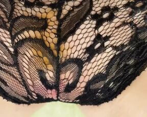 Pussy Rubbing in Lace Panties. Cute Lingerie. Legs in Stockings